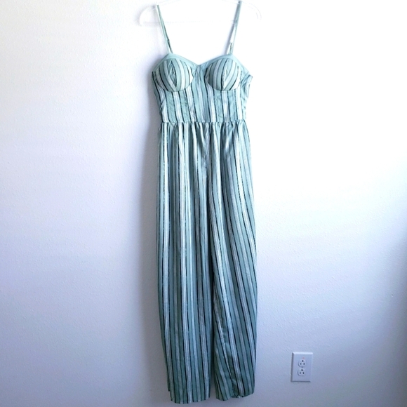 Band of Gypsies Pants - Striped Green Jumpsuit